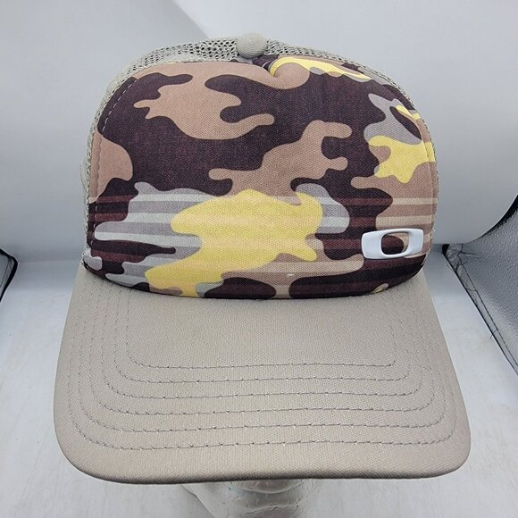 Oakley Classic High Snap Camouflage Trucker Hat Brown Gray Summer Casual Outdoor
